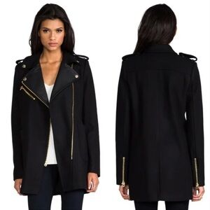 Juicy Couture Black Coat Wool Blend Melton Moto Small Y2K MobWife